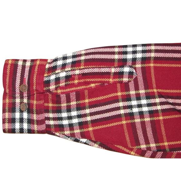 Vintage Sears Red Plaid Flannel Lightweight Button Shirt Large 16-16 1/2 - Picture 5 of 14